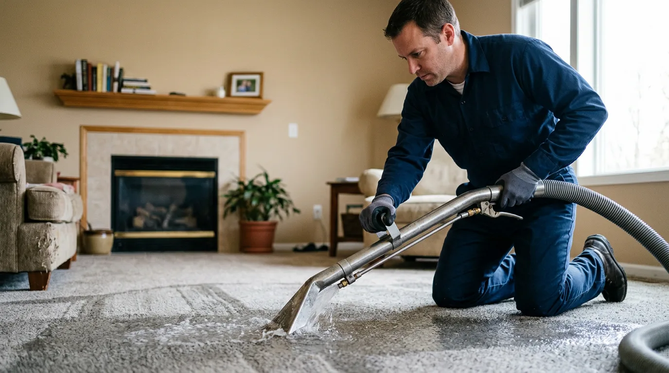 Water damage restoration technician working near Lu Verne, IA